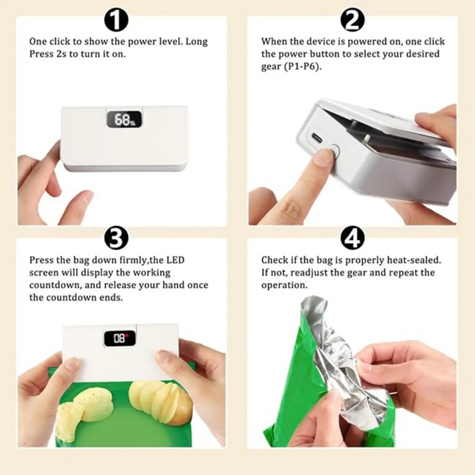 Plastic Bag Sealer Mini Heat Bag Sealing Machine Rechargeable Handheld Food Packaging Heat Sealer Thermal Bags Sealing Machine