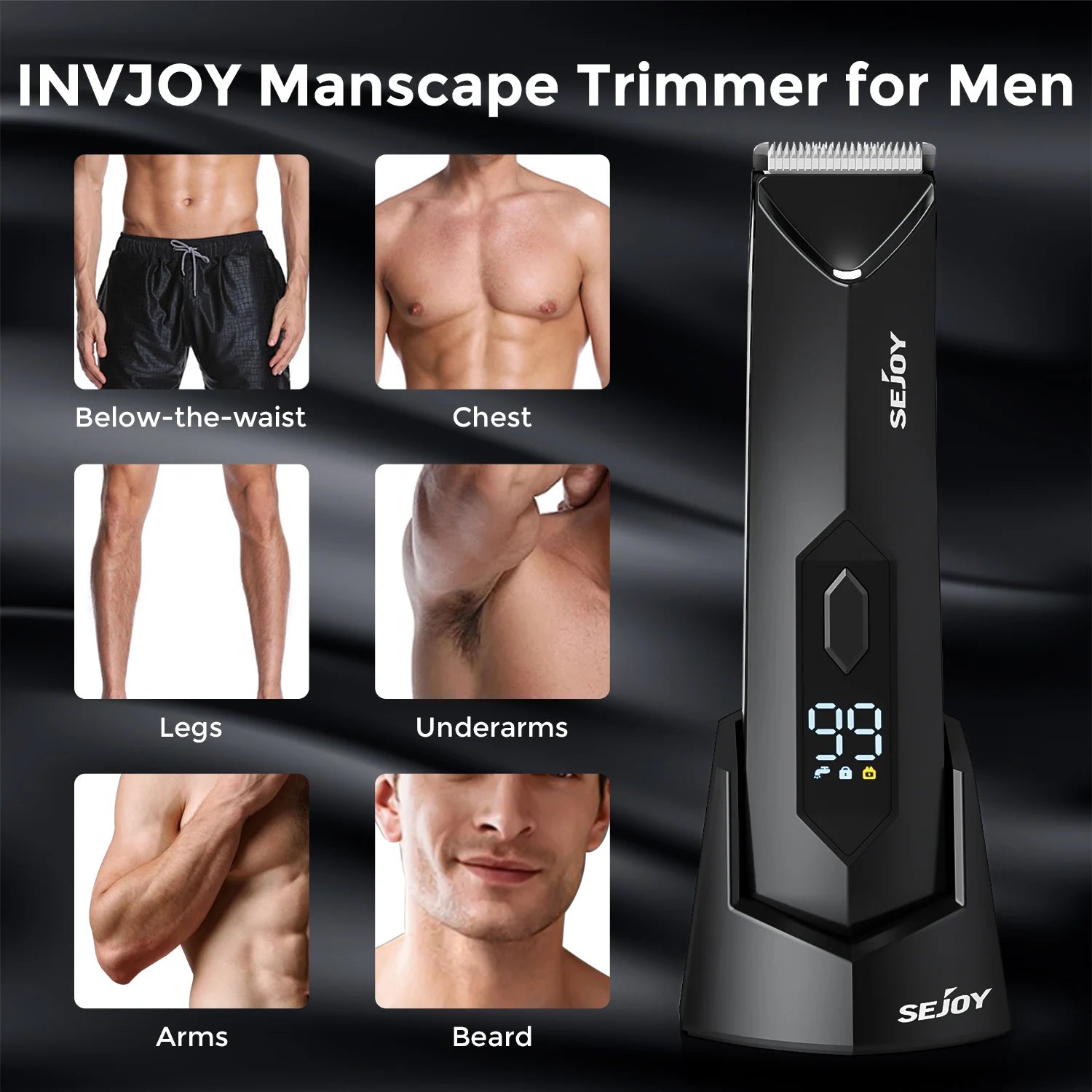 Body Hair Trimmer for Men,Pubic Hair Trimmer with LED Light - Electric Ball Shavers with Ceramic Blades & Travel Lock - Body Groomer IPX7 Waterproof Wet/Dry Use for Groin/Chest/Legs
