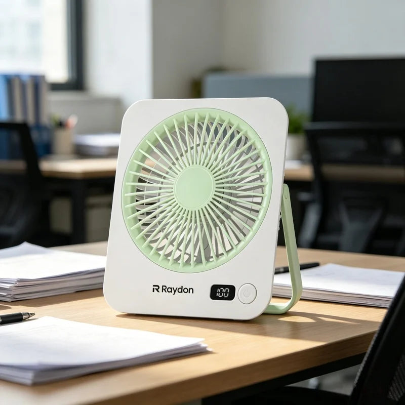 1pc Rechargeable USB mini desktop Fan, Power Display, 5-Speed Ultra Quiet Personal Cooling Fan, Foldable Handle Portable Fan, Suitable for Office, Home, Bedroom, Travel, Camping