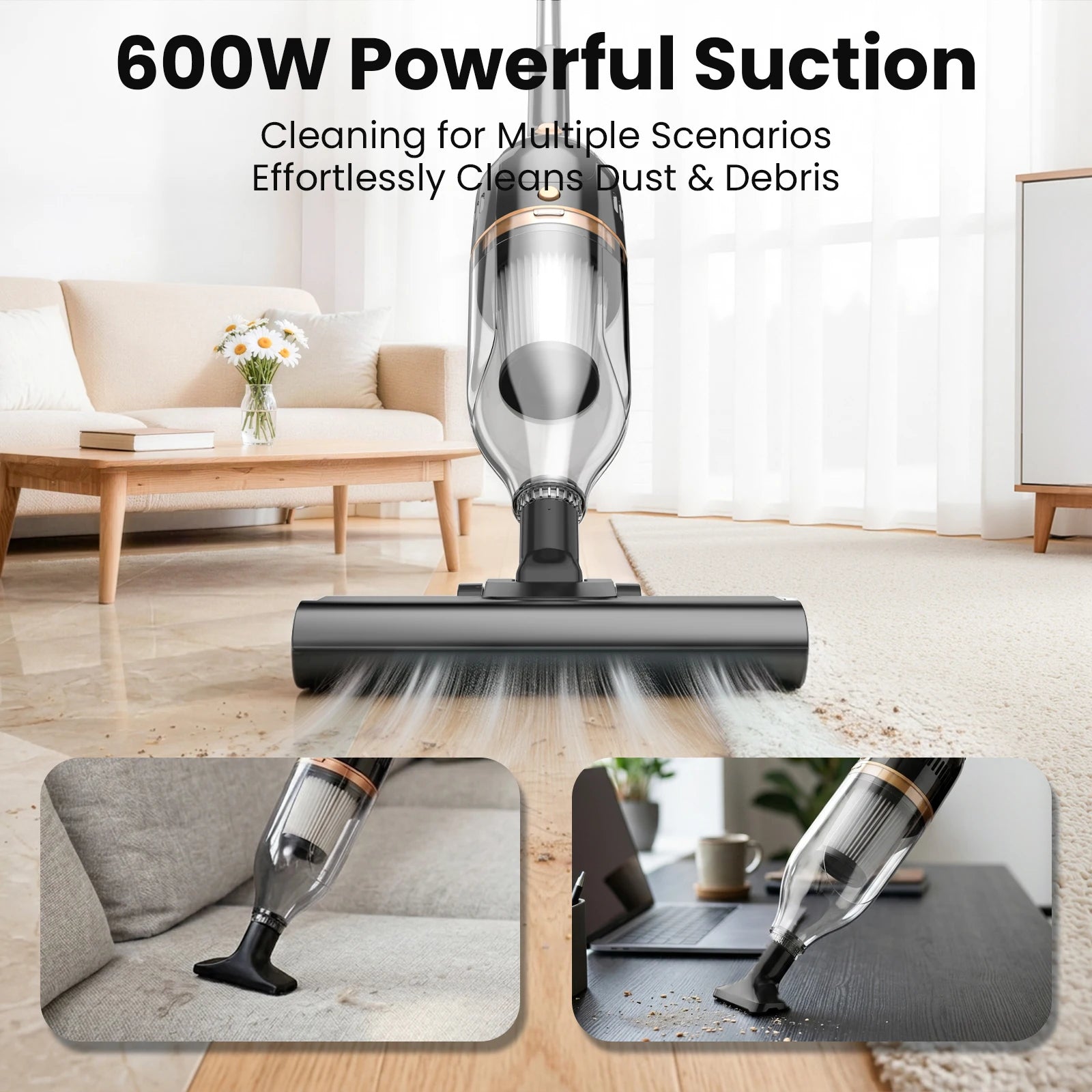 Vastorm R7 Corded Stick Vacuum Cleaner 600W 20Kpa Powerful 3 in 1 Lightweight Cleaner Low Noise Efficient Cleaning for Hardwood Floor Carpet Pet Hair Clean