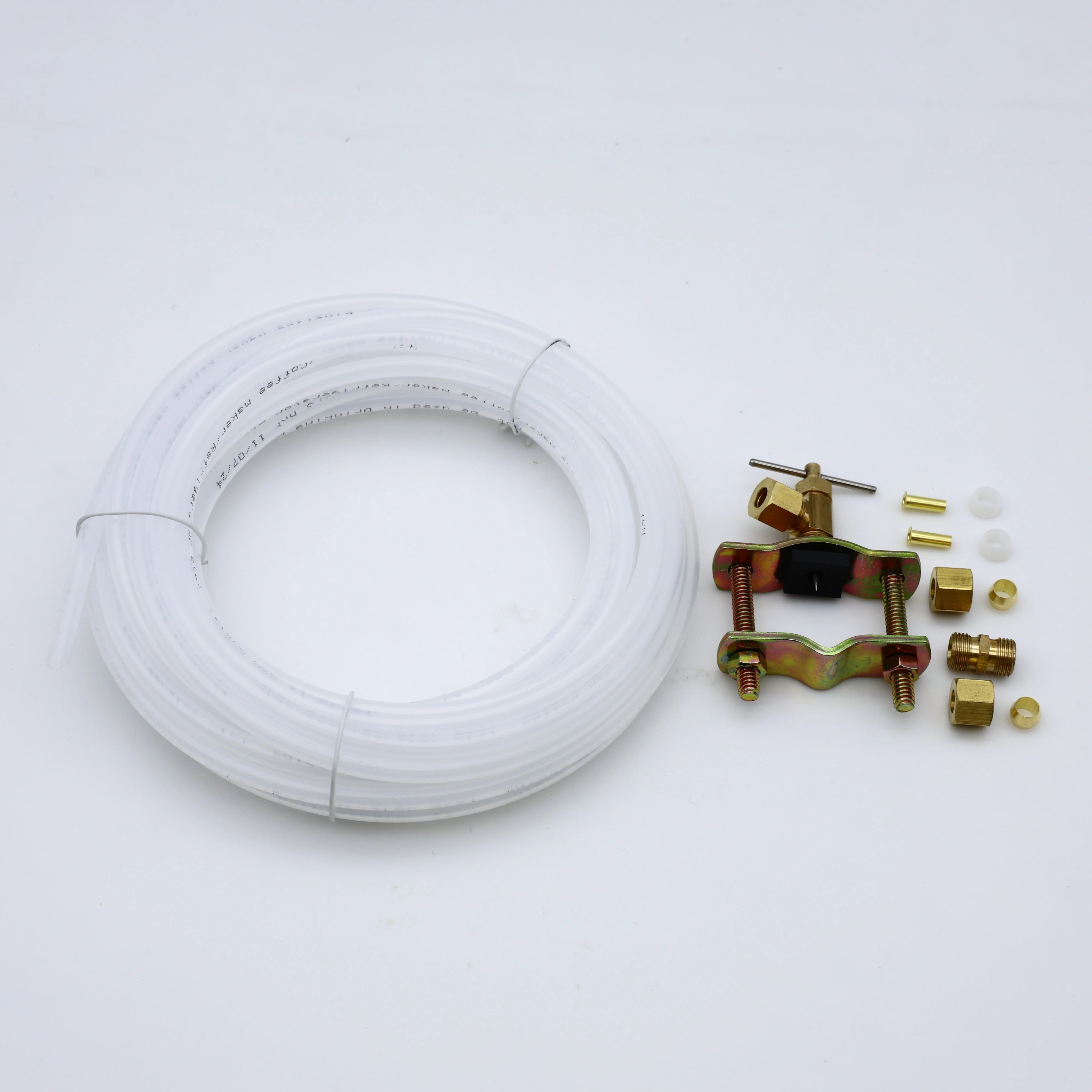 KING SMART Ice Maker Water Line Kit 1/4” x 25 ft PE Tubing, Self-Piercing Saddle Valve, Compression Fittings and Adapters; 81311