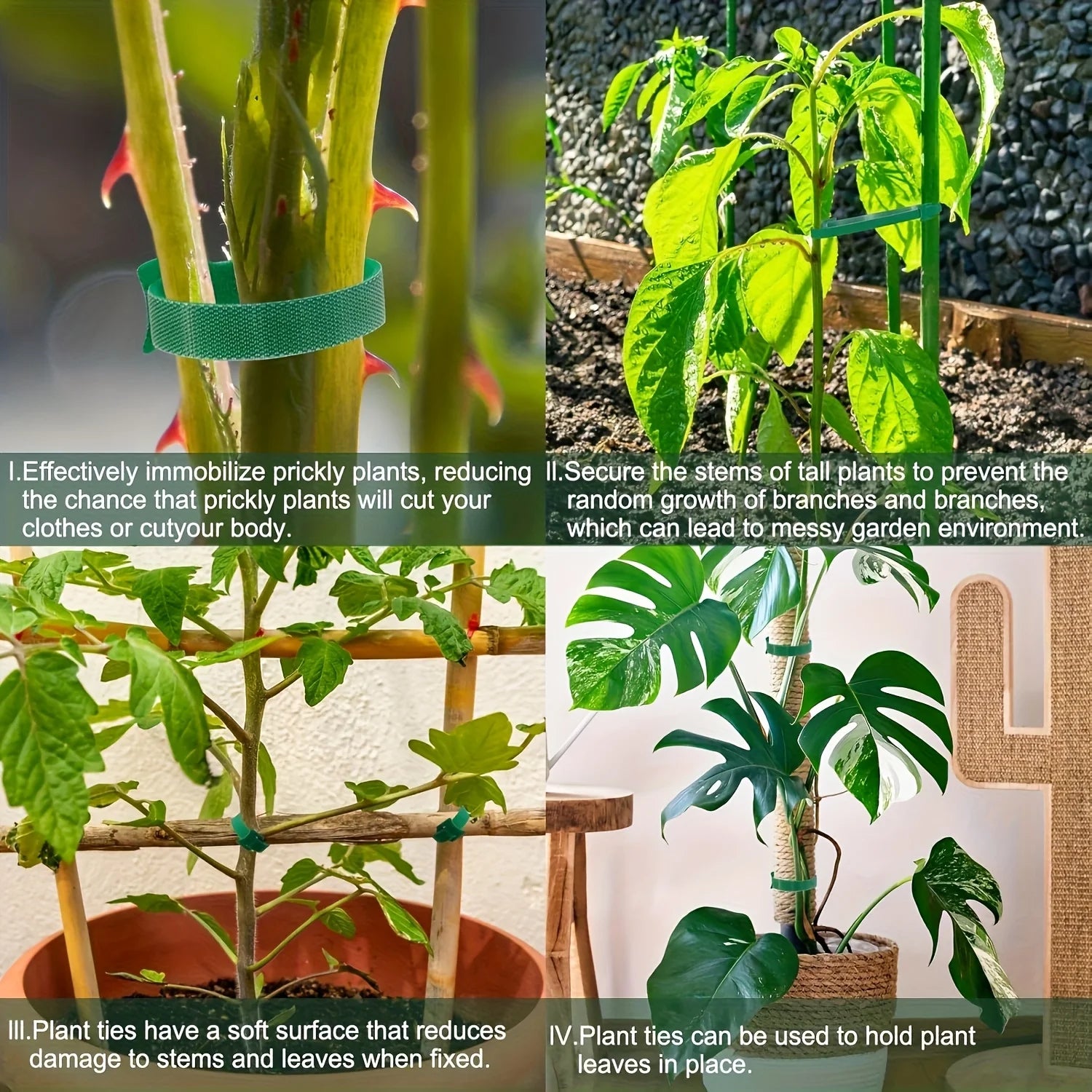 100pcs Reusable 6-Inch Adjustable Non-Slip Nylon Plant Ties with Hook and Loop Fasteners, for Climbing Plants, Support