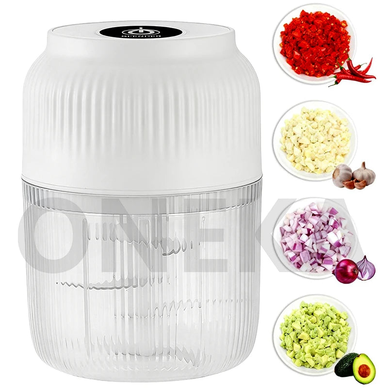 6-Blade Electric Mini Garlic Chopper USB Chili Pepper Grinder Kitchen Tool for Crushing Garlic Ginger Vegetables Baby Food Gift