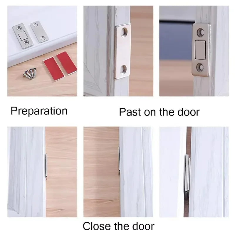 Ultra Thin Magnetic Cabinet Catches for Kitchen Closet - Strong Adhesive Drawer Magnet Lock Invisible Door Stopper