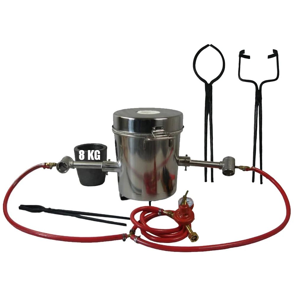 LSMIITTH 8KG/17.63LBS Double Forge Burners Melting Furnace Kit With 2 Tongs Home Casting Foundry Tool For Gold Silver Aluminum