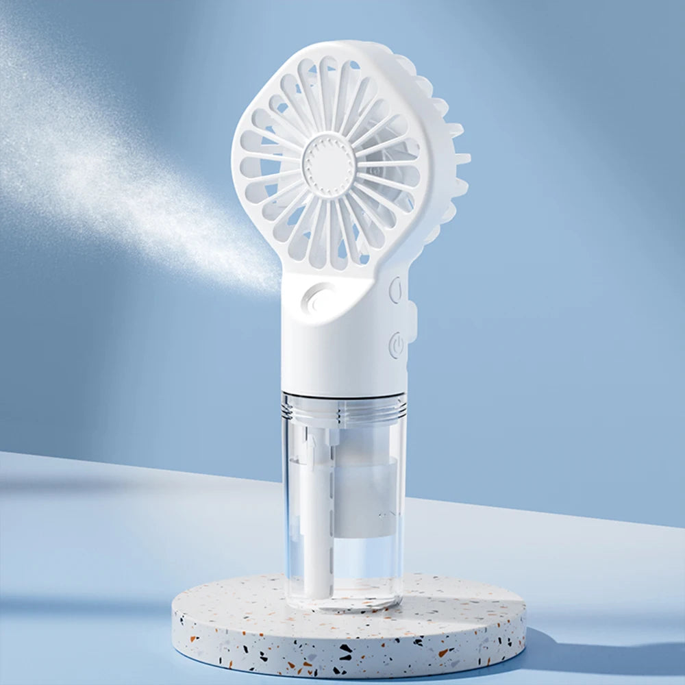 Portable Water Mist Fan Mini Handheld Spray Fan USB Rechargeable Humidifier Fan 4 Speeds Powerful Wind Outdoor Personal Hand Fan