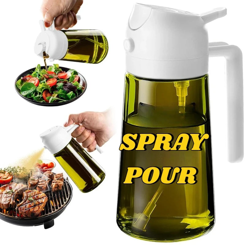 Olive Oil Dispenser Plastic Bottle for Kitchen Gadgets Air Fryer Accessories Olive Oil Sprayer Cooking Light-Blocking Dark Green