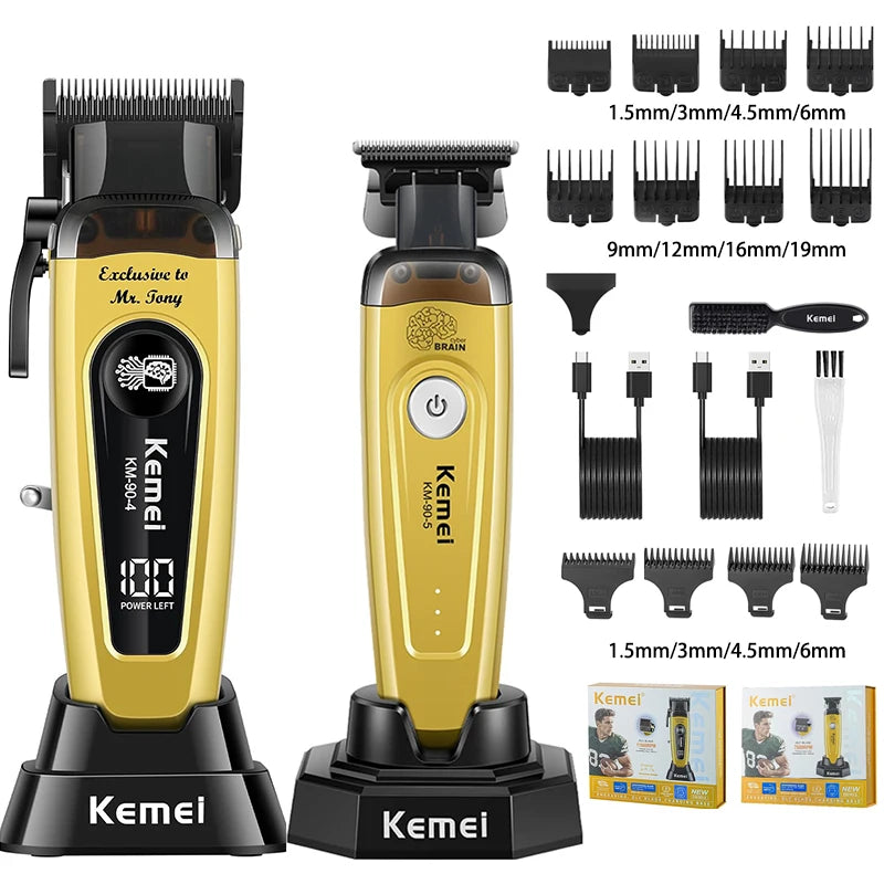 KEMEI Men's Hair Trimmer, Cordless Professional Hair Clippers, Beard Trimmer, Barber Care Kit, Hair Cutting Machine, 11,501 RPM,