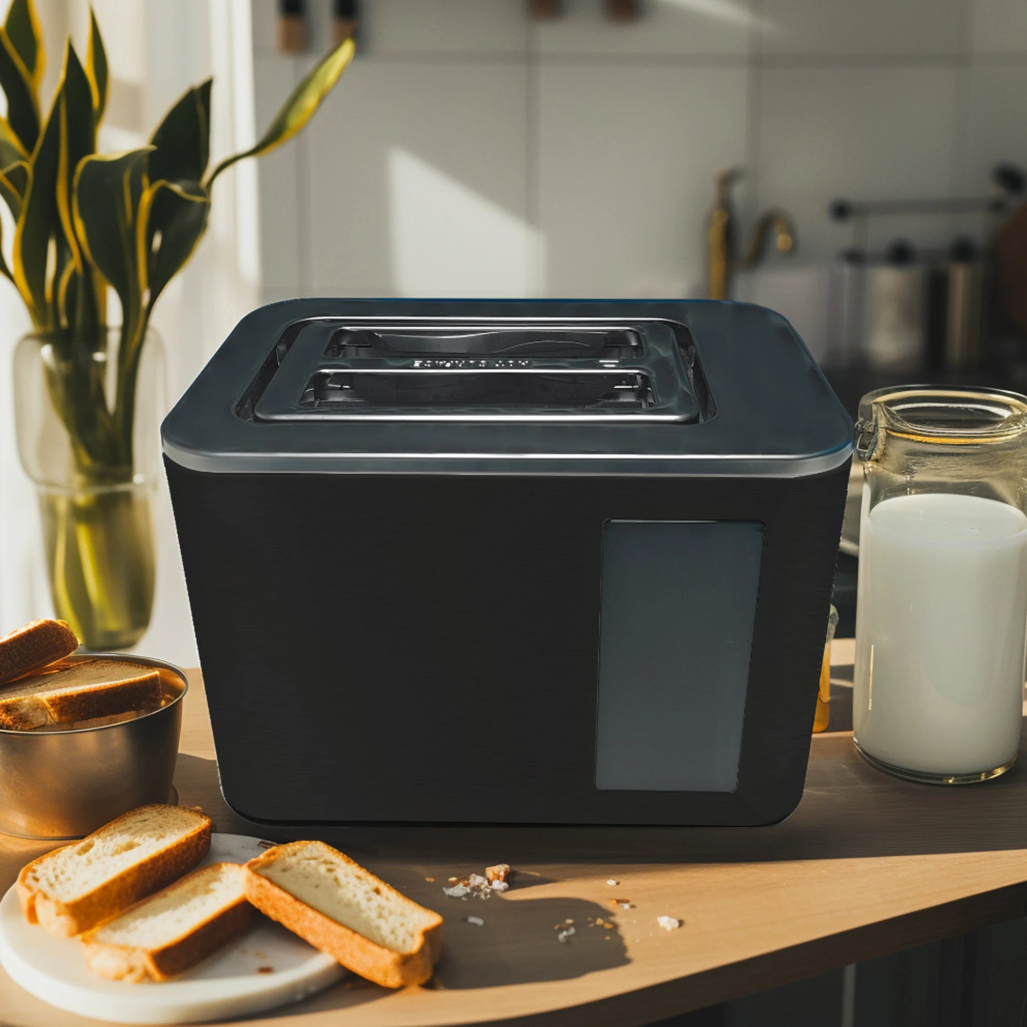 Toaster 2 Slice, Touch Control Screen, Smart Stainless Toaster, 6 Shade Setting, 6 Bread Selection, Countdown, Removable Crumb Tray, 900W,Household Appliances