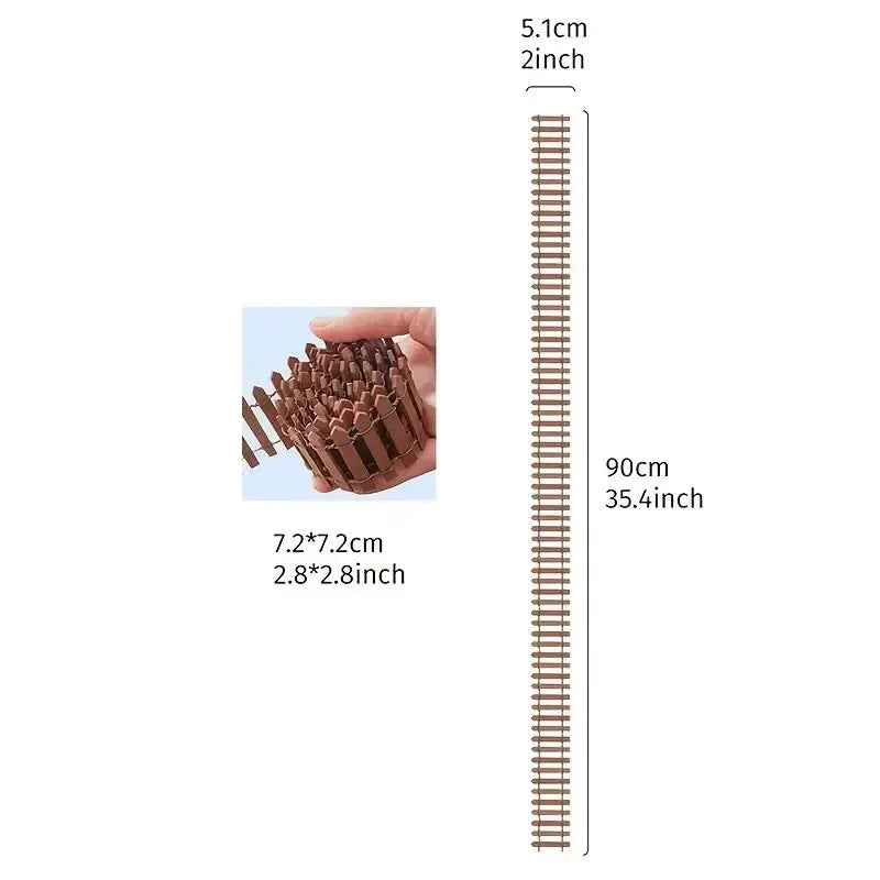 1pc Mini Fence, Garden And Bonsai Decoration Fairy Tale Garden Fence Wooden Decoration, DIY HandicraftProject Mini Picket Fence