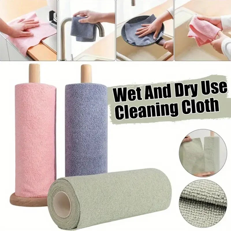 1 Roll/20pcs Reusable Microfiber Cleaning Wipes - High Absorbency, Durable & Machine Washable Kitchen Towels for Dishes