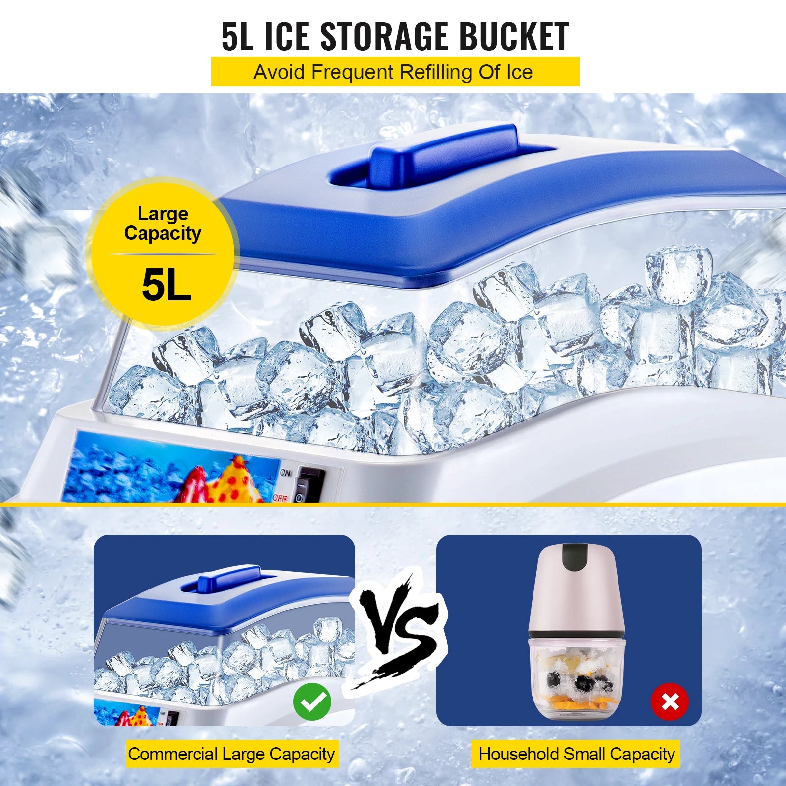 SucceBuy Commercial Ice Shaver Crusher 441LBS/H with 11LBS Hopper Electric Snow Cone Maker For Parties Events Snack Bar