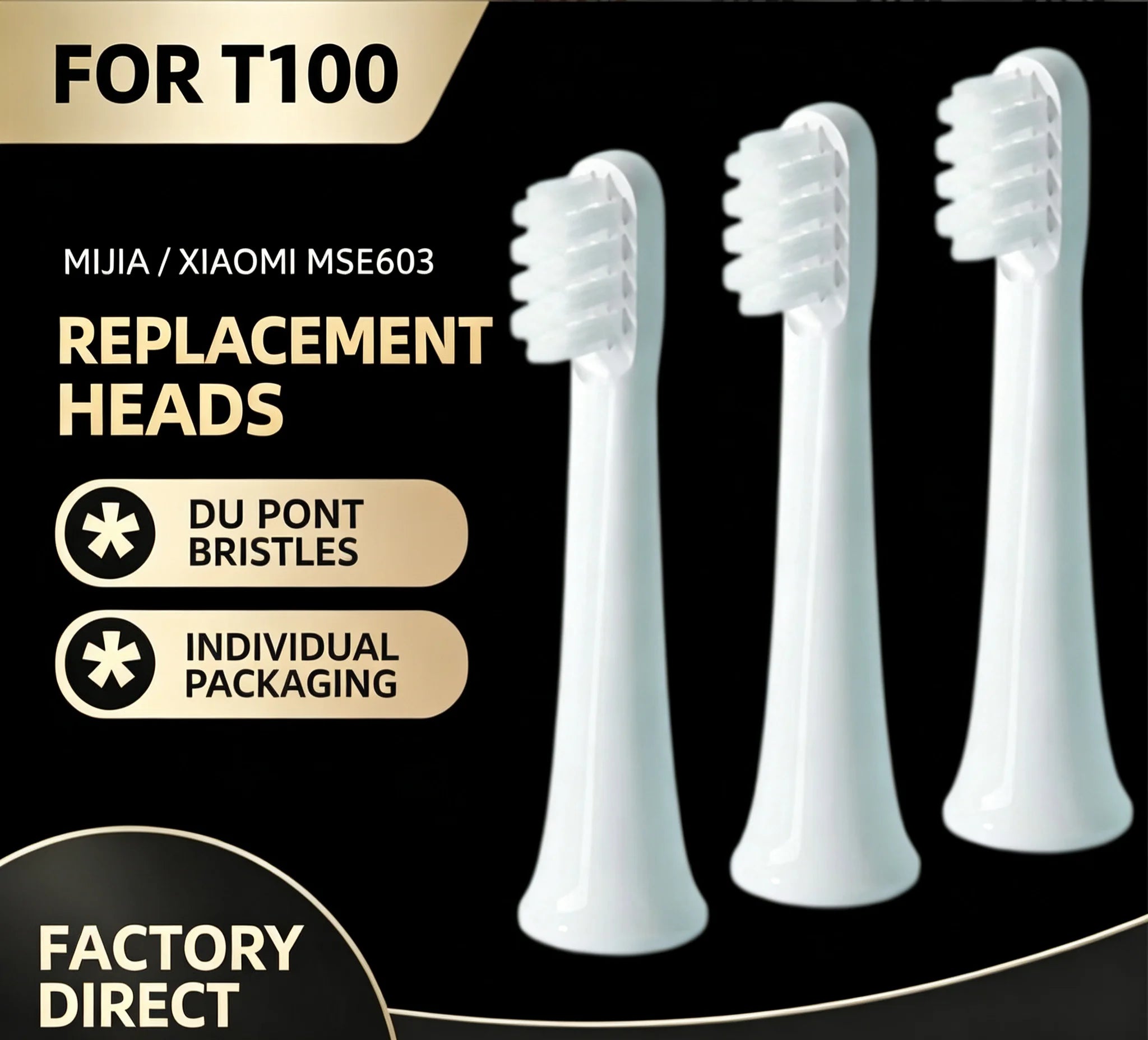 8 Pack Replacement Brush Heads for Xiaomi Mijia T100 Sonic Electric Toothbrush, Dupont Soft Bristles