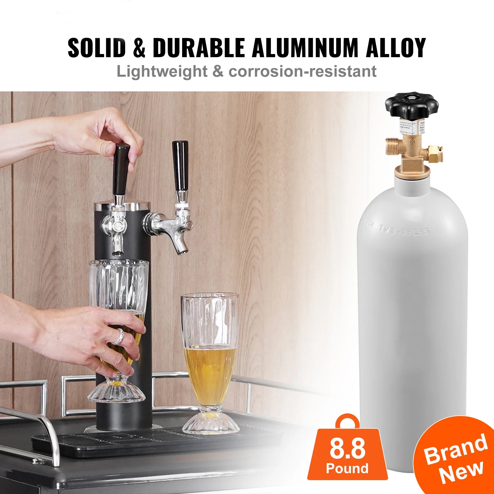 SucceBuy 5 Lbs CO2 Tank Aluminum Gas Cylinder Brand New CO2 Cylinder with Gray Spray Coating CO2 Tank with CGA320 Valve