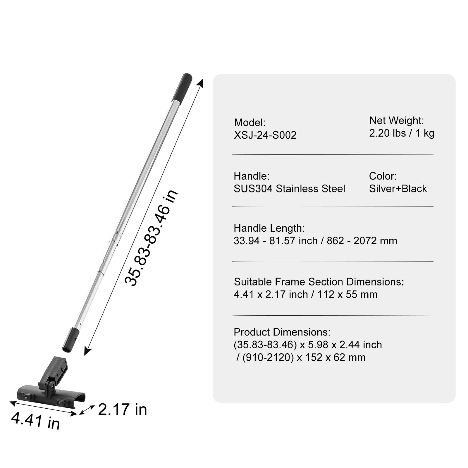SucceBuy Drywall Skimming Blade Set 10/16/24/32/40 inch Skimming Blades + 34-81.6 in Extension Handle Pole Stainless Steel Knife