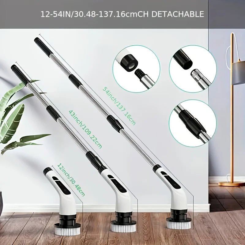 Electric Spin Scrubber – Cordless Shower Cleaner with 9 Brush Heads & Extendable Handle for Bathroom, Tub & Tile
