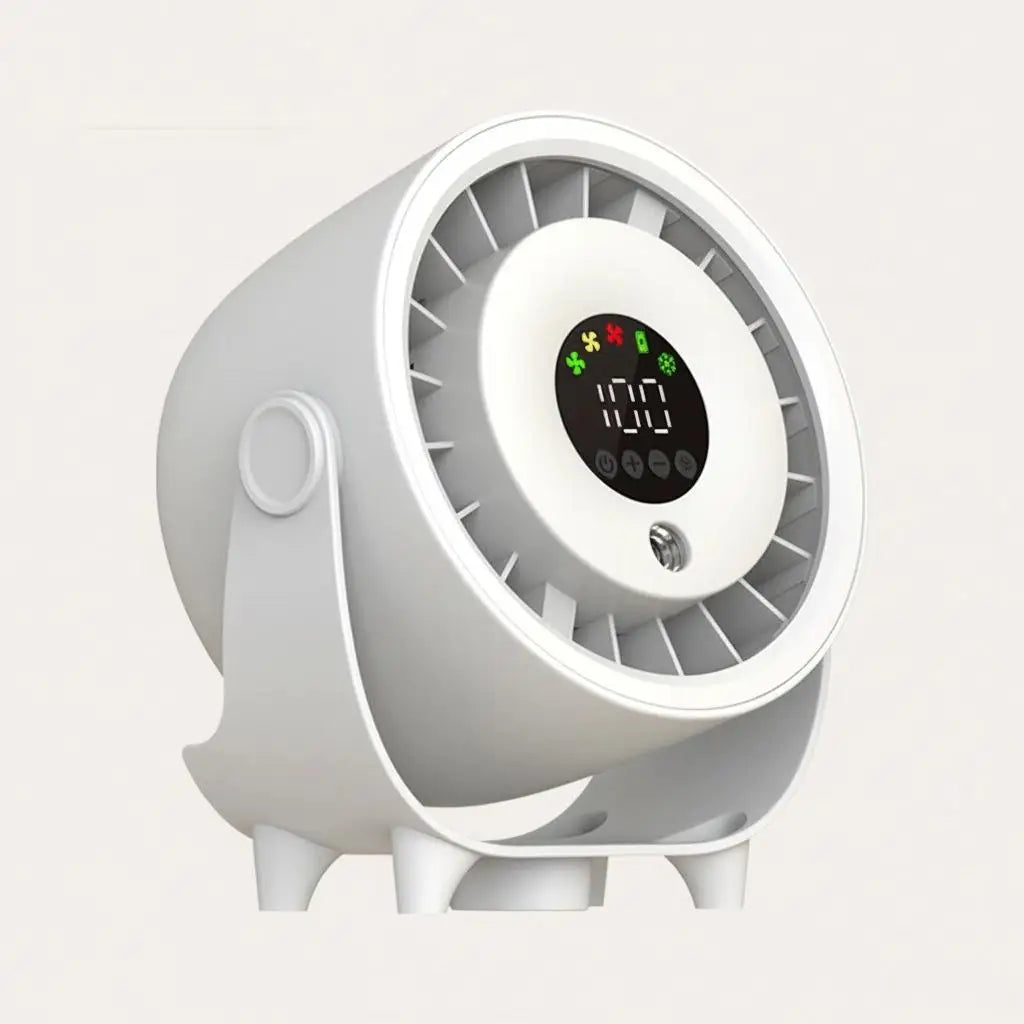 New Portable Misting Desk Fan, 100 Speeds Turbo Table Fan with Digital Display, 6.3 Inch USB Rechargeable Quiet Desktop Misting Fans for Bedroom Office Travel Kitchen Low Noise, 120° Rotating Wall-Mounted Design for Home, Of