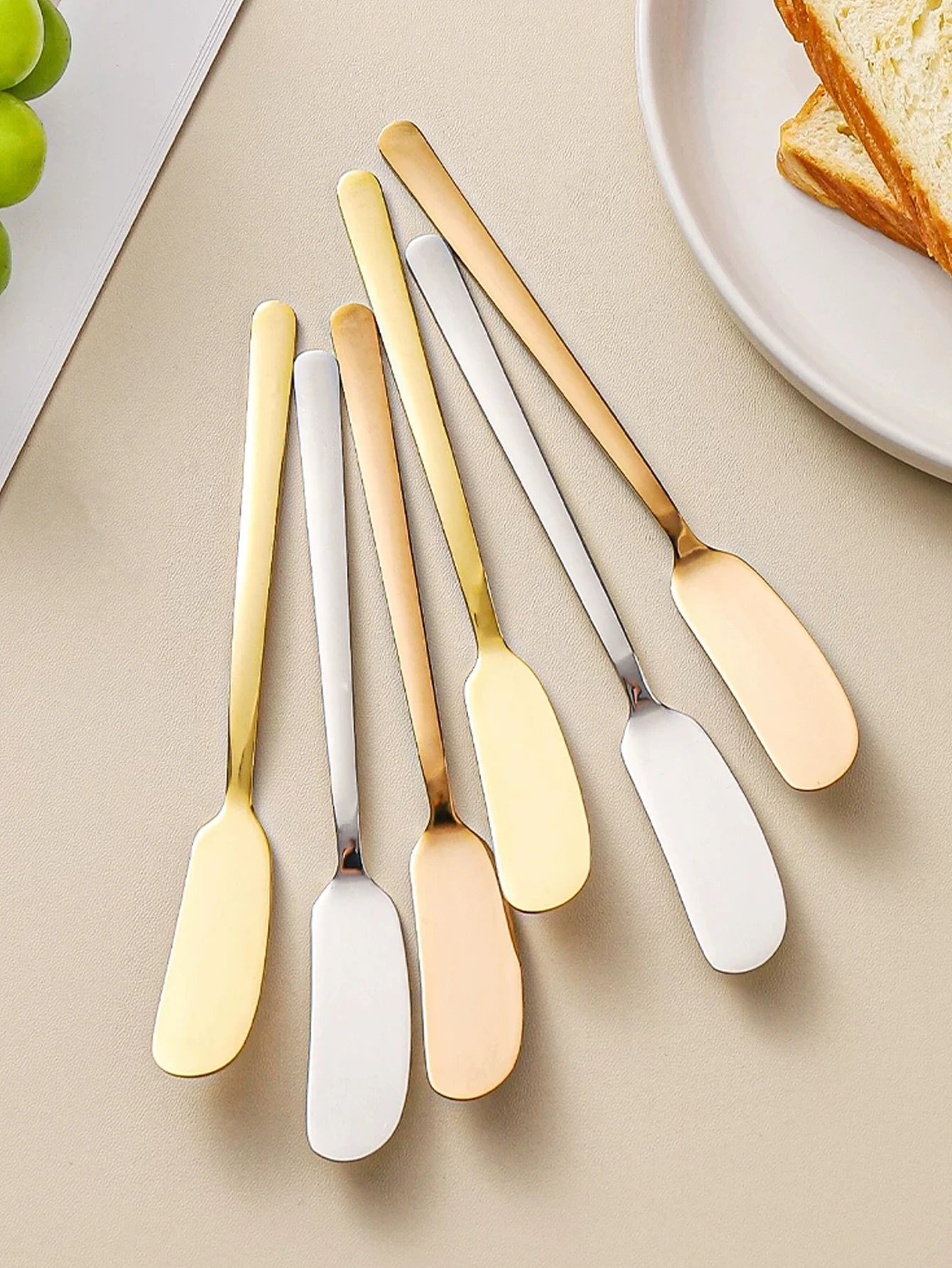6pcs/2pcs, butter knife, stainless steel butter knife, cheese spreader, kitchen butter shovel, multifunctional butter shovel