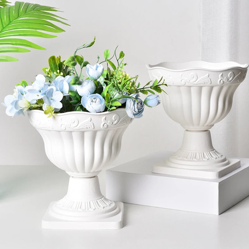 1pcs Large Outdoor Planter Roman Column Flower Pot Planting Pots Balcony Household White Plastic Porch Decor Flowerpot