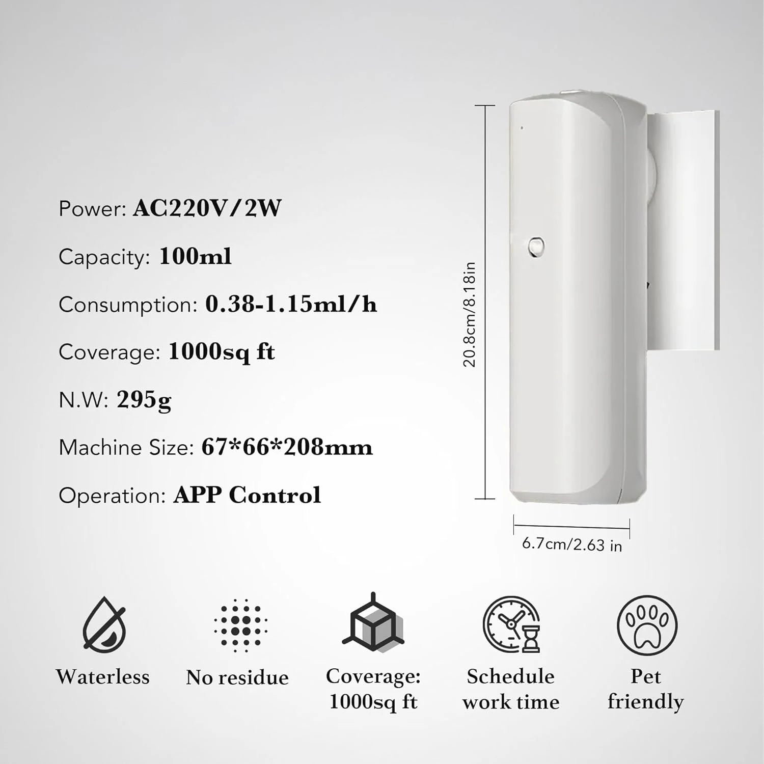 NAMSTE Plug in Oil Diffuser Smart Bluetooth Scent Diffuser Waterless Aromatherapy for Hotel Rooms Aroma Diffuser Up to 500 SQFT