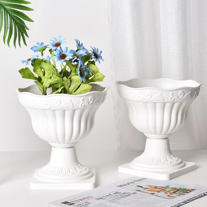 1pcs Large Outdoor Planter Roman Column Flower Pot Planting Pots Balcony Household White Plastic Porch Decor Flowerpot