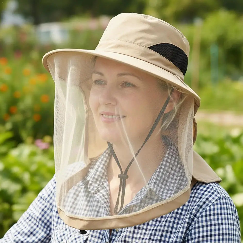 Women's Anti Bee Hat Breathable Mesh Mask Hidden Head Net And Neck Mosquito Proof Hat For Men Women Outdoor