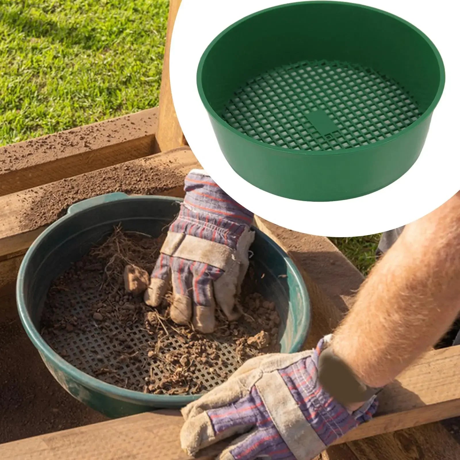 Rock Garden Sieve Round Lightweight Soil Dirt Sifter for Yard Gardening