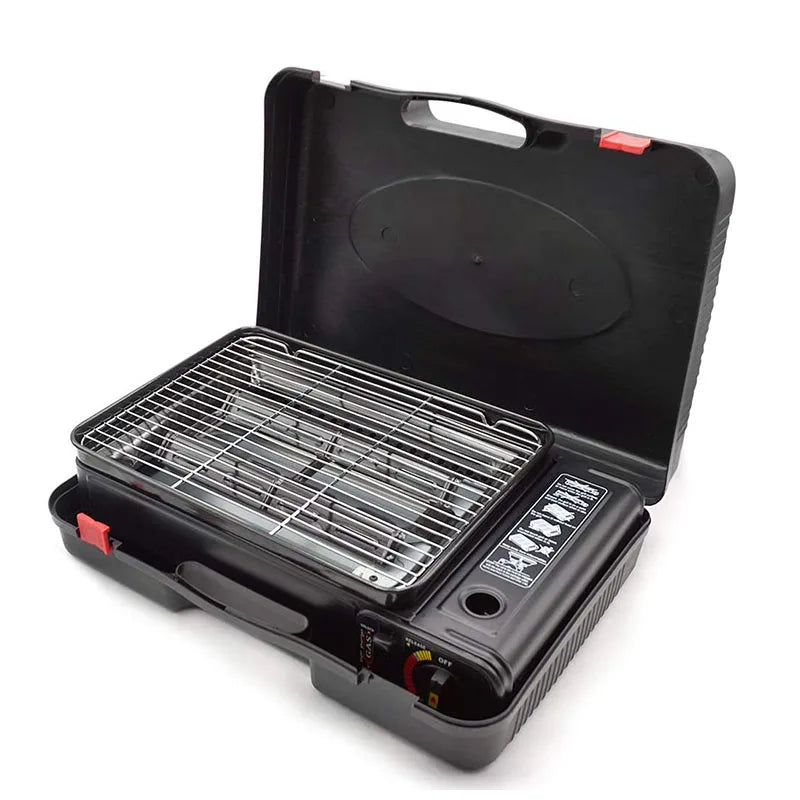 Portable Camping Barbecue Grill Outdoor Butane Gas Stove Smokeless Meat Grill Home Use(No gas))