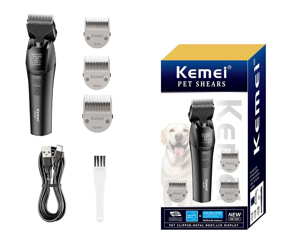 kemei 1857 professional pet dog grooming clipper electric rechargeable cat hair shaver dog hair trimmer 10W animal hair clipper