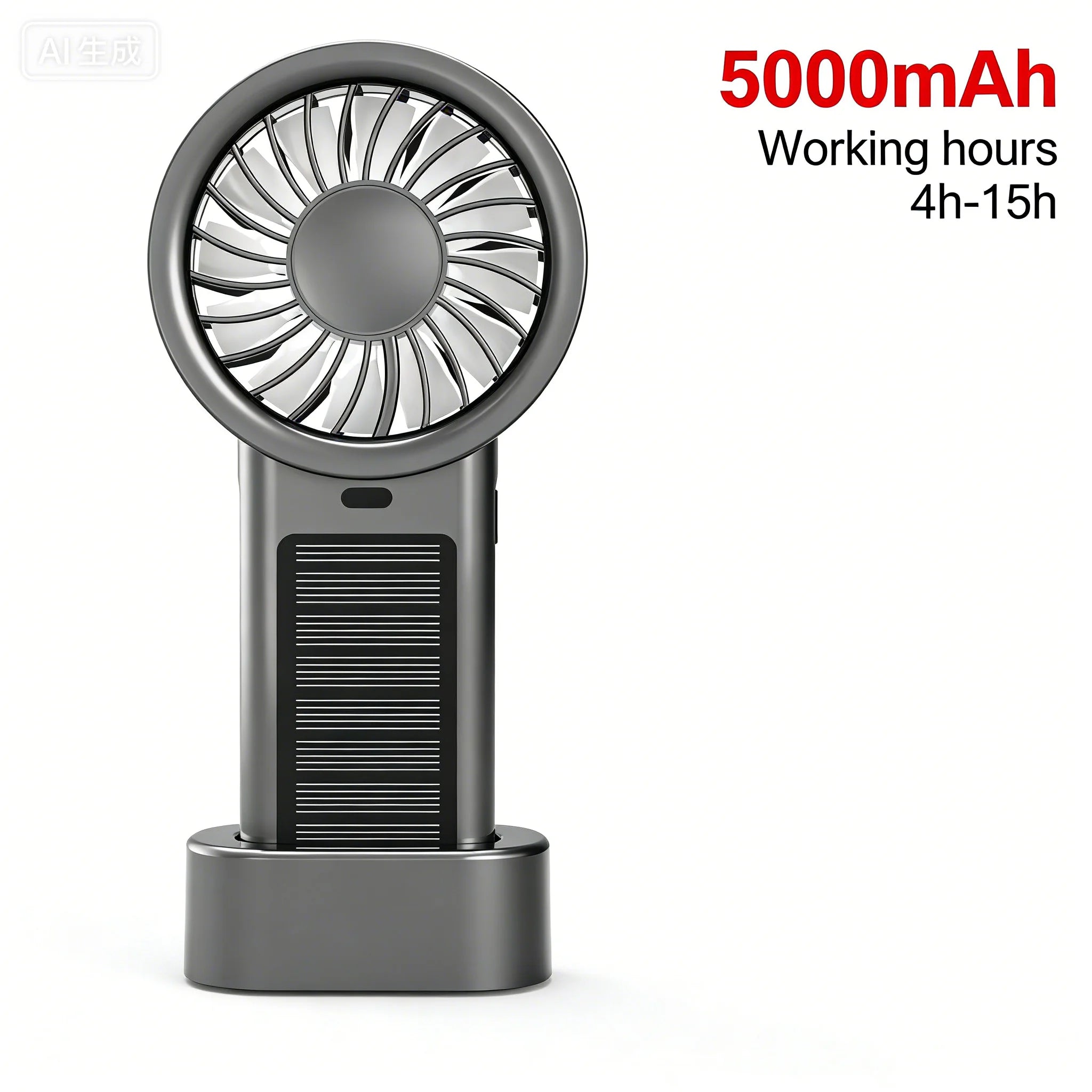 Solar Handheld Fan Small Dekstop Fan USB Light Rechargeable Portable Mini Air Cooling Hand Fan for Outdoor Camping Travel Hiking