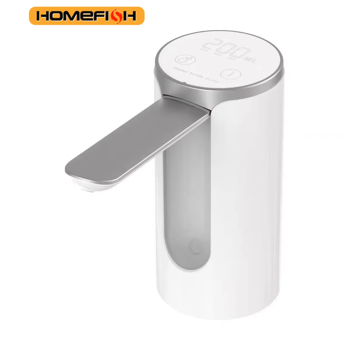 HOMEFISH Electric Water Bottle Pump 1200mAh Type C Rechargeable with LED Display Automatic Touch Button 3 Quantitative Settings