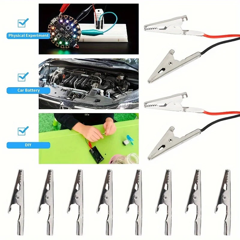 10pcs Metal Alligator Clip Spring Clamps Test Line Crocodile Clip Silver Tone Alligator Clips Nickel Plated Crocodile Clamps