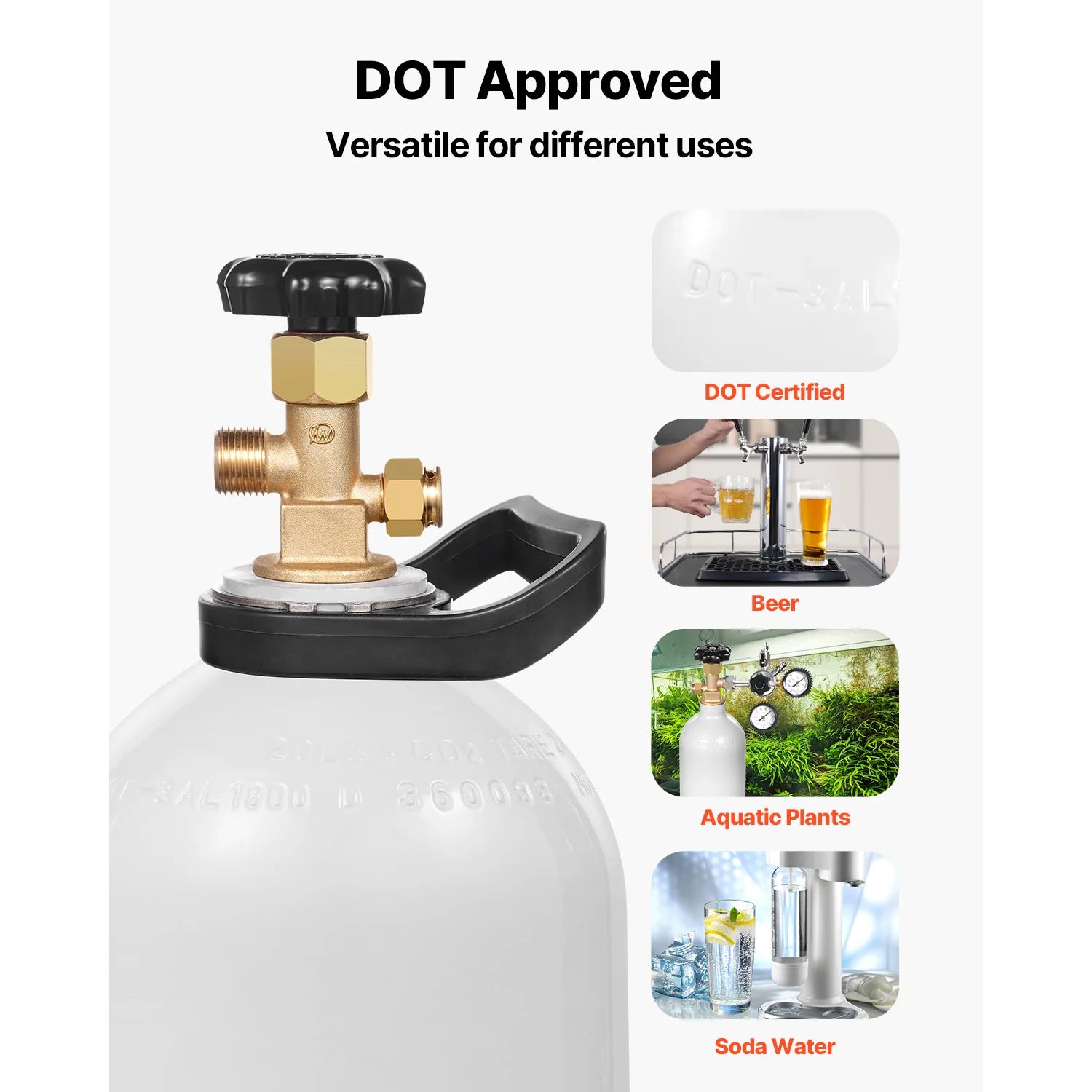 SucceBuy CO2 Tank 20 lbs New Aluminum Alloy Cylinder CO2 Air Tank with Light Spray Coating CGA320 Valve Purple Copper Siphon