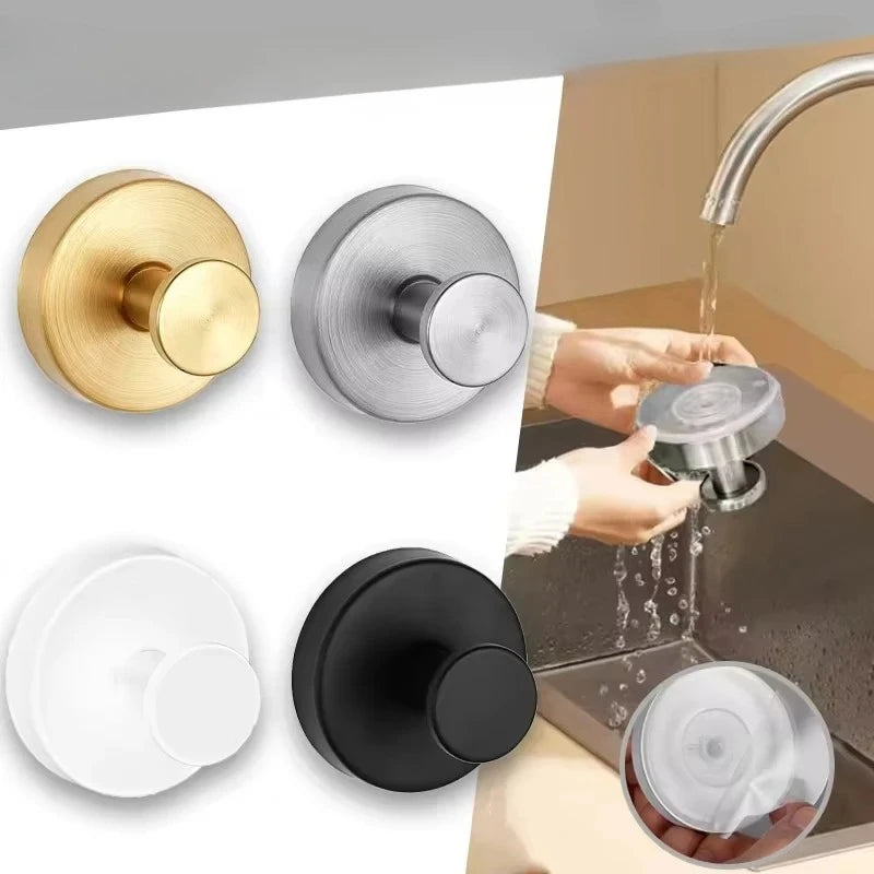 Reusable Stainless Steel Suction Cup Hook Waterproof Wall Mount Hooks Punch-free Kitchen Bathroom Wall Hanger Towel Clothes