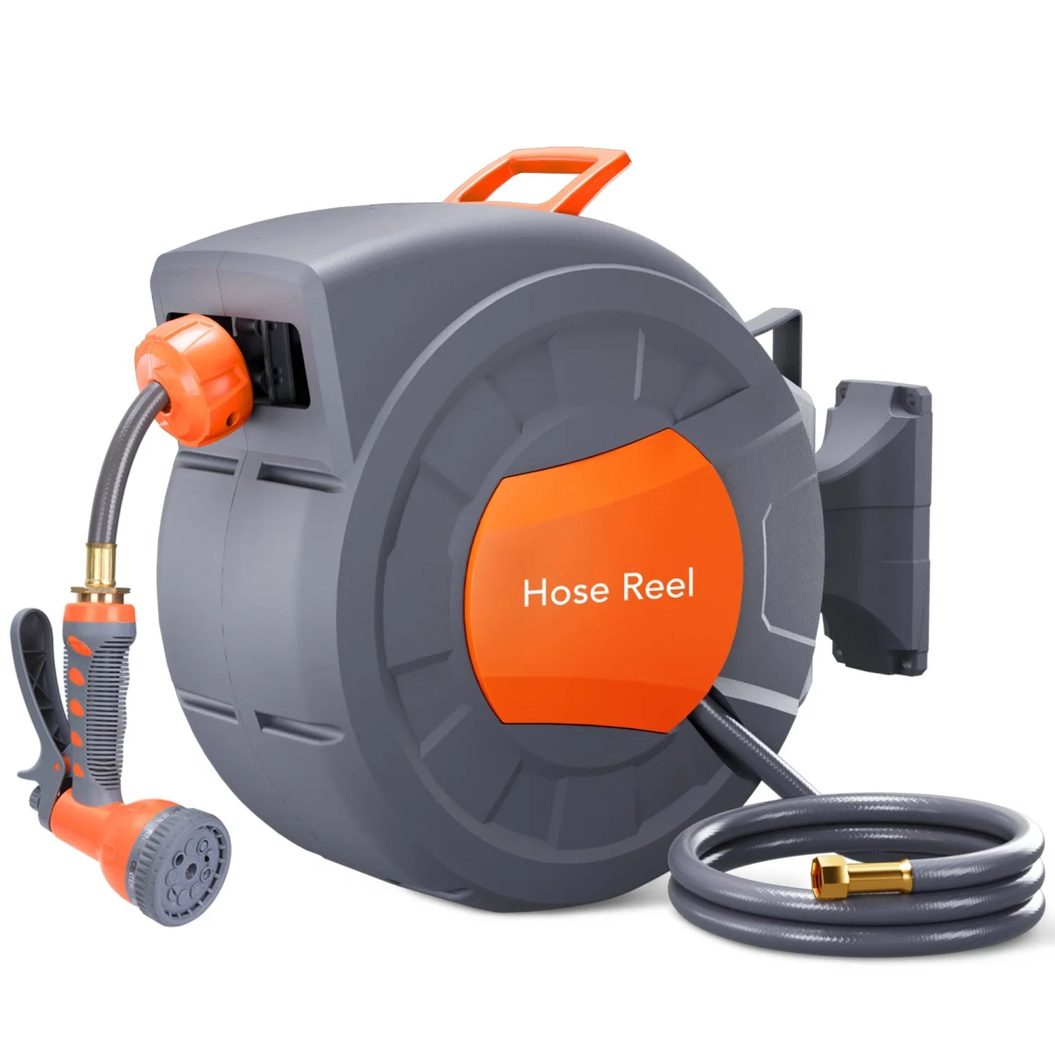65ft/100ft Retractable Garden Hose Reel, 1/2" ID Automatic Rewind Water Hose, Wall Mounted Hose Reel with 9-Pattern Nozzle, Any Length Lock & 180° Swivel Bracket for  Yard, Car Wash, Gardening, Pet Wash, Deck