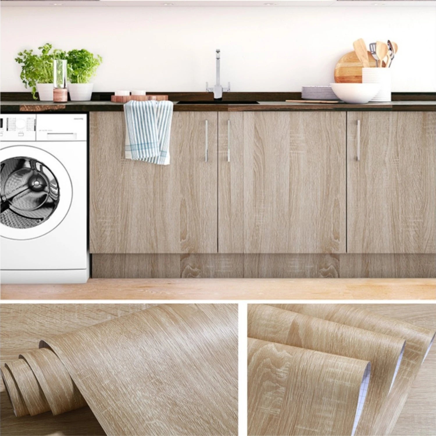 55cm Wide Self Adhesive Wood Grain Vinyl Wallpaper - Waterproof Home Decor Stickers for Door Wardrobe Cupboard Table Furniture
