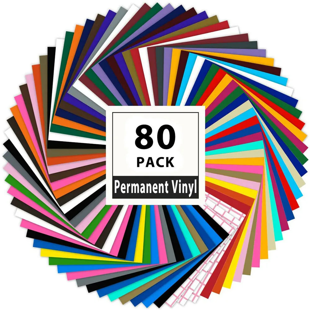 HTVRONT Permanent Vinyl - 12' X 12' Permanent Adhesive Vinyl Bundle Compatible with Cricut Cutting Machine
