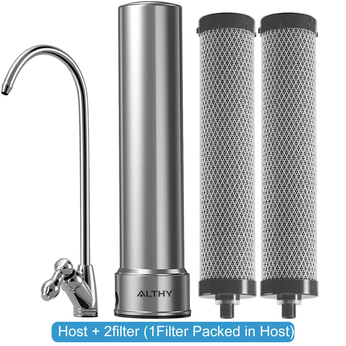 ALTHY U200PRO Kitchen Under Sink Drinking Water Filter Purifier 5 in 1, Stainless Steel Filtration System With Faucet