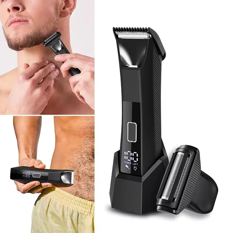 2 IN 1 Painless Face Shaver Bikini Mens Body Trimmer IPX6 Waterproof Ball Trimmer Rechargeable Electric Shaver