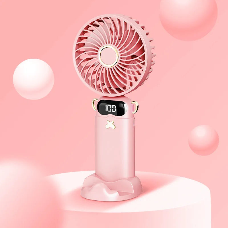 USB Rechargeable Handheld Mini Desk Fan for Students Office Dormitory Portable Cooling Fan
