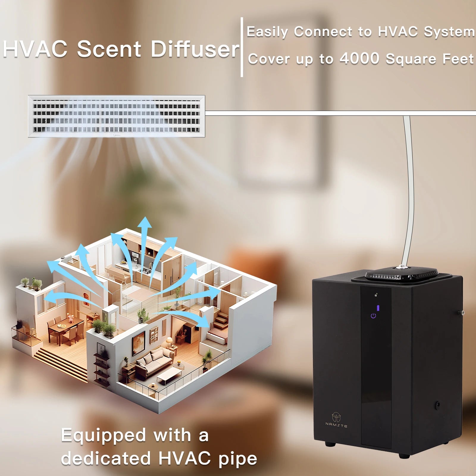 NAMSTE HVAC Essential Oil Aroma Diffuser Bluetooth Wifi Diffuser Aroma Professional Fragrance Scent Home Appliance Air Freshener