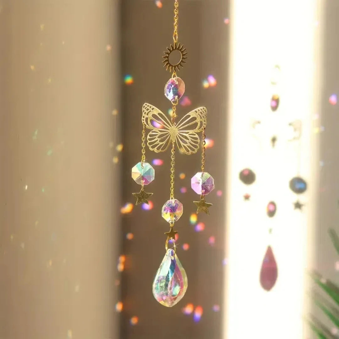 1 PC Butterfly Crystal Sun Catcher - Glass Prism Reflecting Lights for Home, Garden and Car Decor