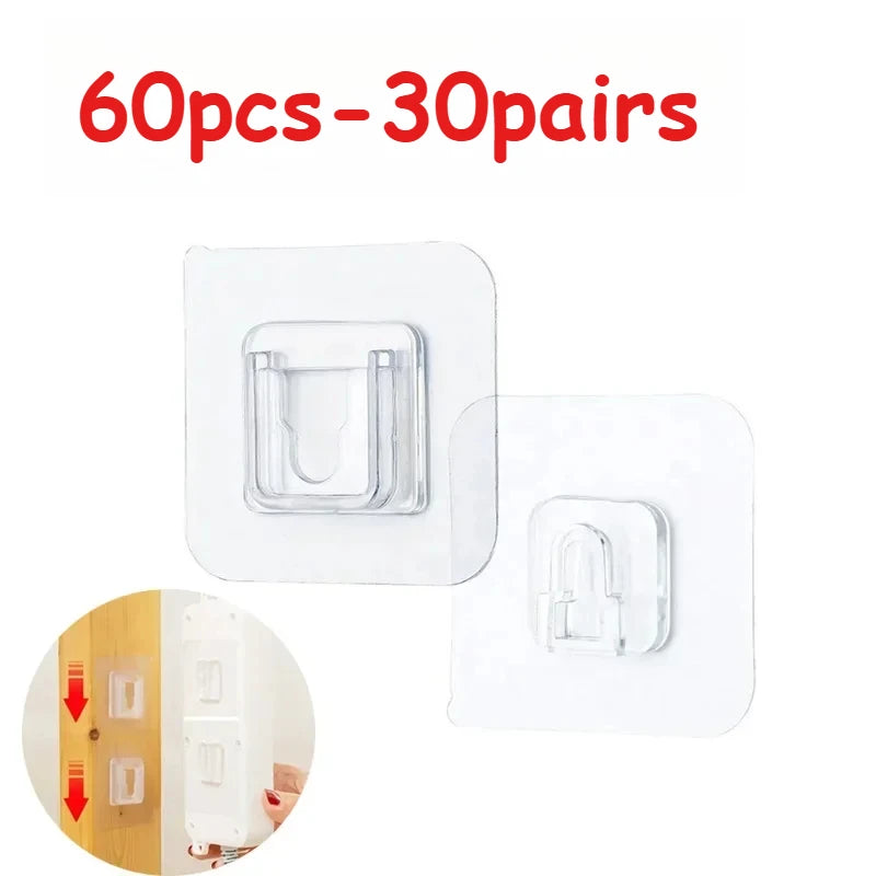 Double-Sided Self Adhesive Wall Hooks for Hanging Traceless Waterproof Oilproof Kitchen Bedroom Wall Hook Storage Holder Storage