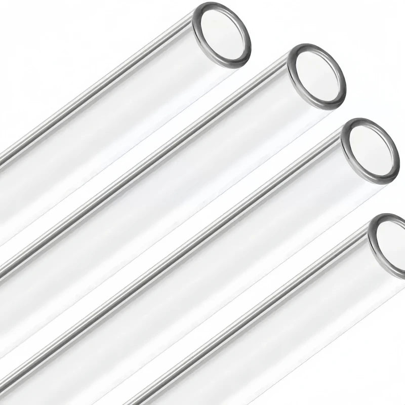 7pcs Clear/Color 4-Inch Borosilicate Glass Pipe with Puff on the End, Reusable Straws, Tube