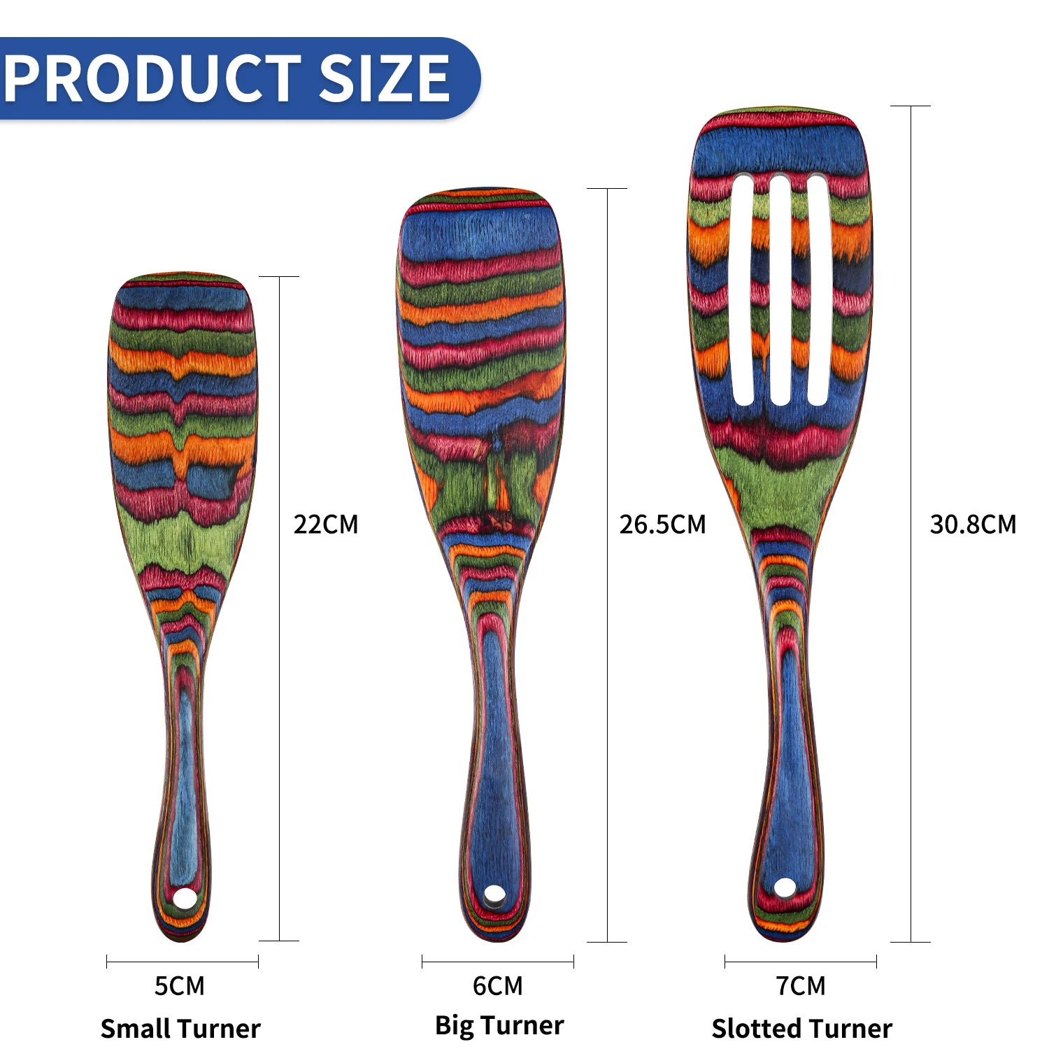 Spurtle Set, Wooden Utensils for Cooking, Pakkawood Kitchen Cooking Utensils Set, Apartment Essentials Serving Spatula Spoon
