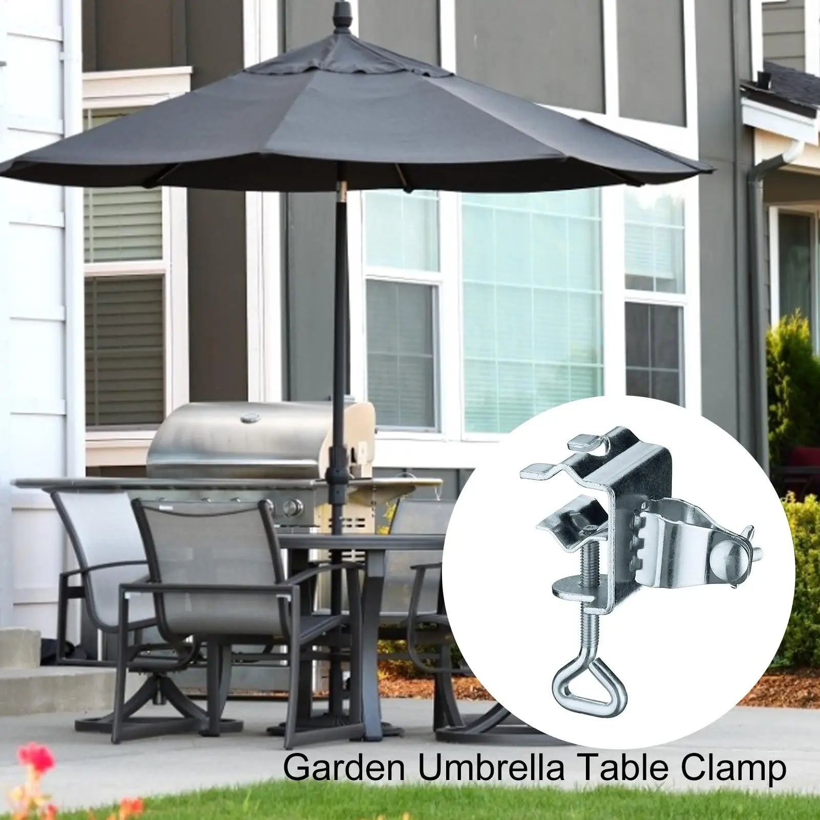 Beach Umbrella Clamp Sun Umbrella Clips 1 Pcs Metal Sunshade Fixing Holder Balcony UV Protection Stand For Outdoor Fence Railing
