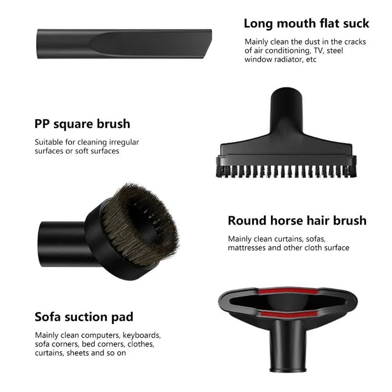 For Universal Vacuum Cleaner Brush Nozzle 32 &35mm Brush Head Cleaning Tool Long Flexible Flat Slim Suction Nozzle Head For Bed