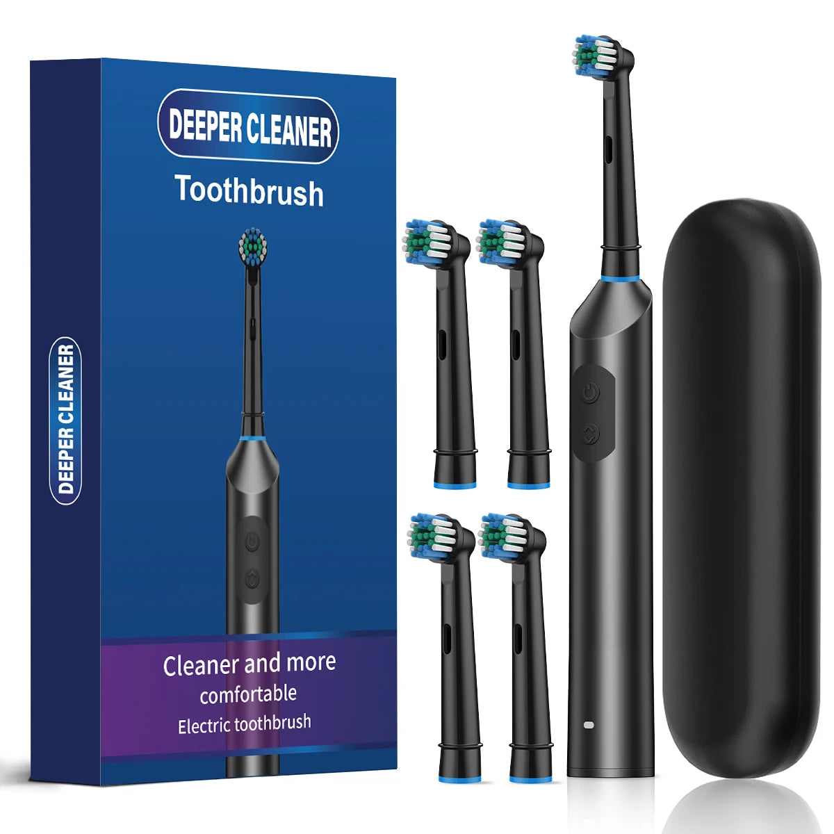 Electric Toothbrush for Adults with 5 Modes, Rotating Rechargeable Power Toothbrush IPX7 Waterproof, USB Heads for Home Travel