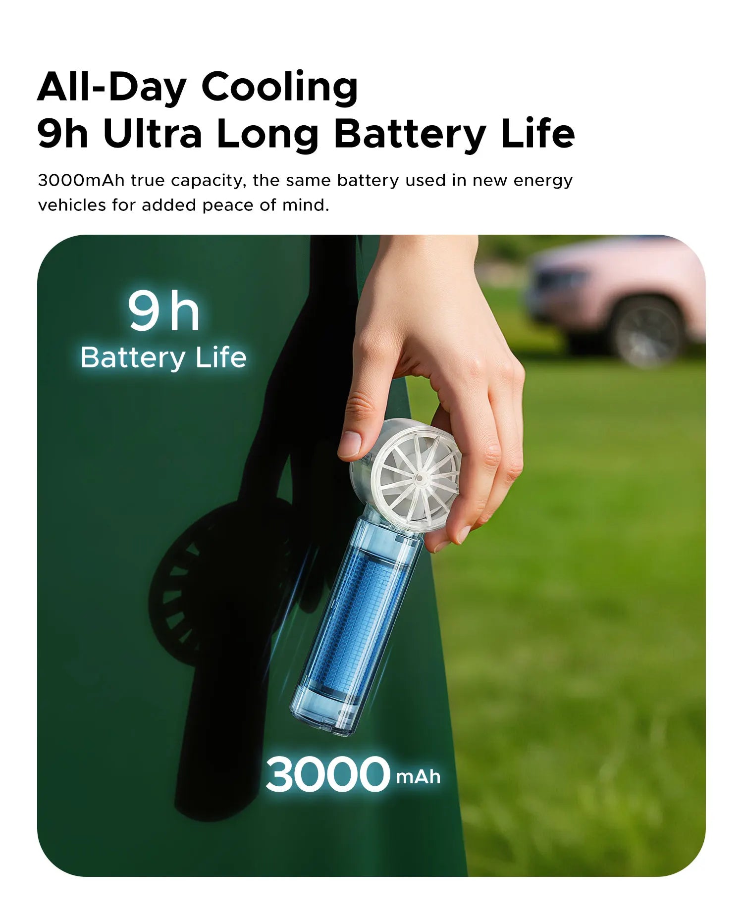 ORICO Portable High Speed Cooling Handheld Fan 3000mAh Rechargeable 120 Wind Speeds Adjustable Mini Foldable Air TEC Cooling