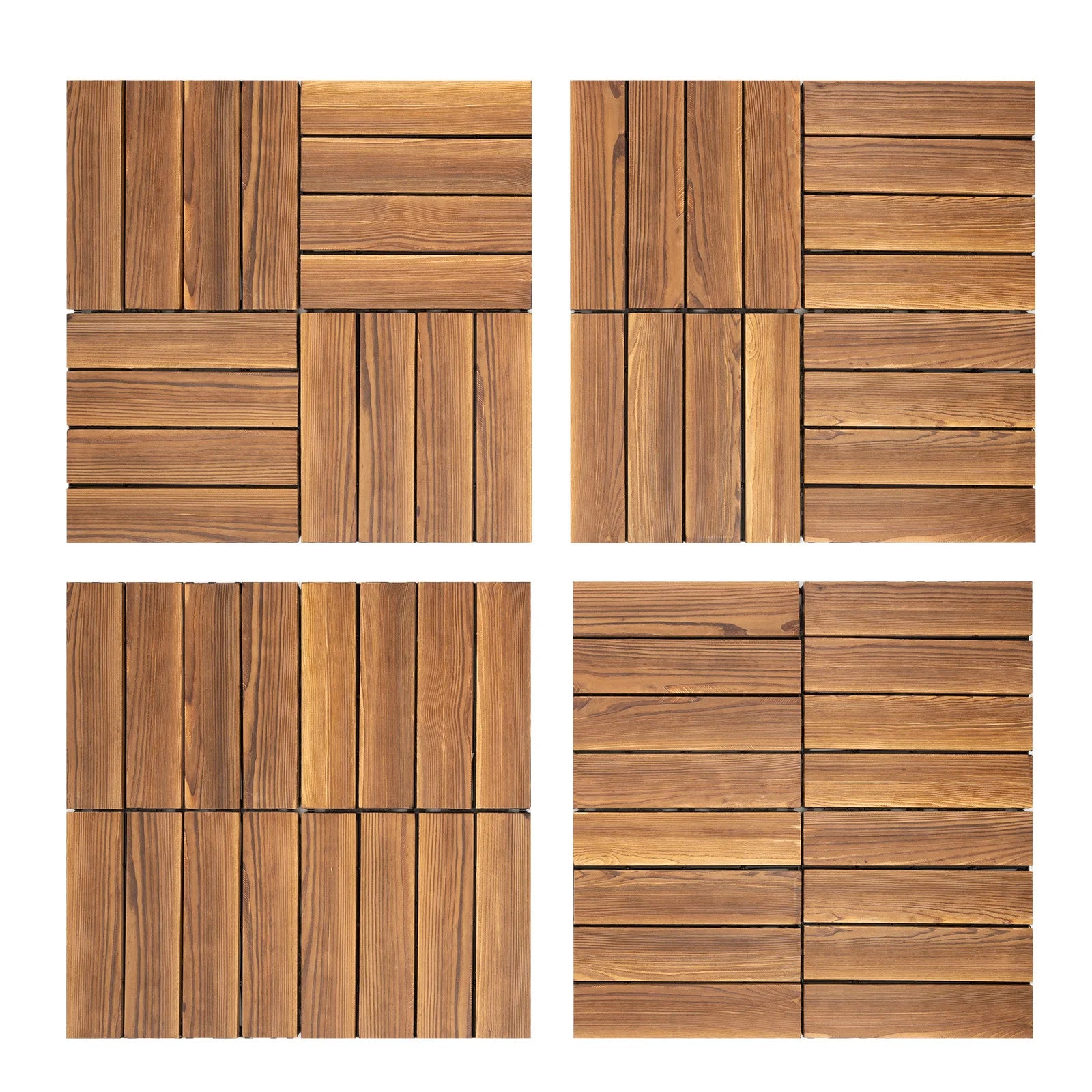 12''x12'' 36Pcs Patio Deck Tiles Wood Plastic Composite Interlocking Decking Tiles for Indoor & Outdoor Waterproof Brown